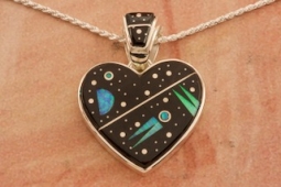 Calvin Begay Night Sky Sterling Silver Heart Pendant